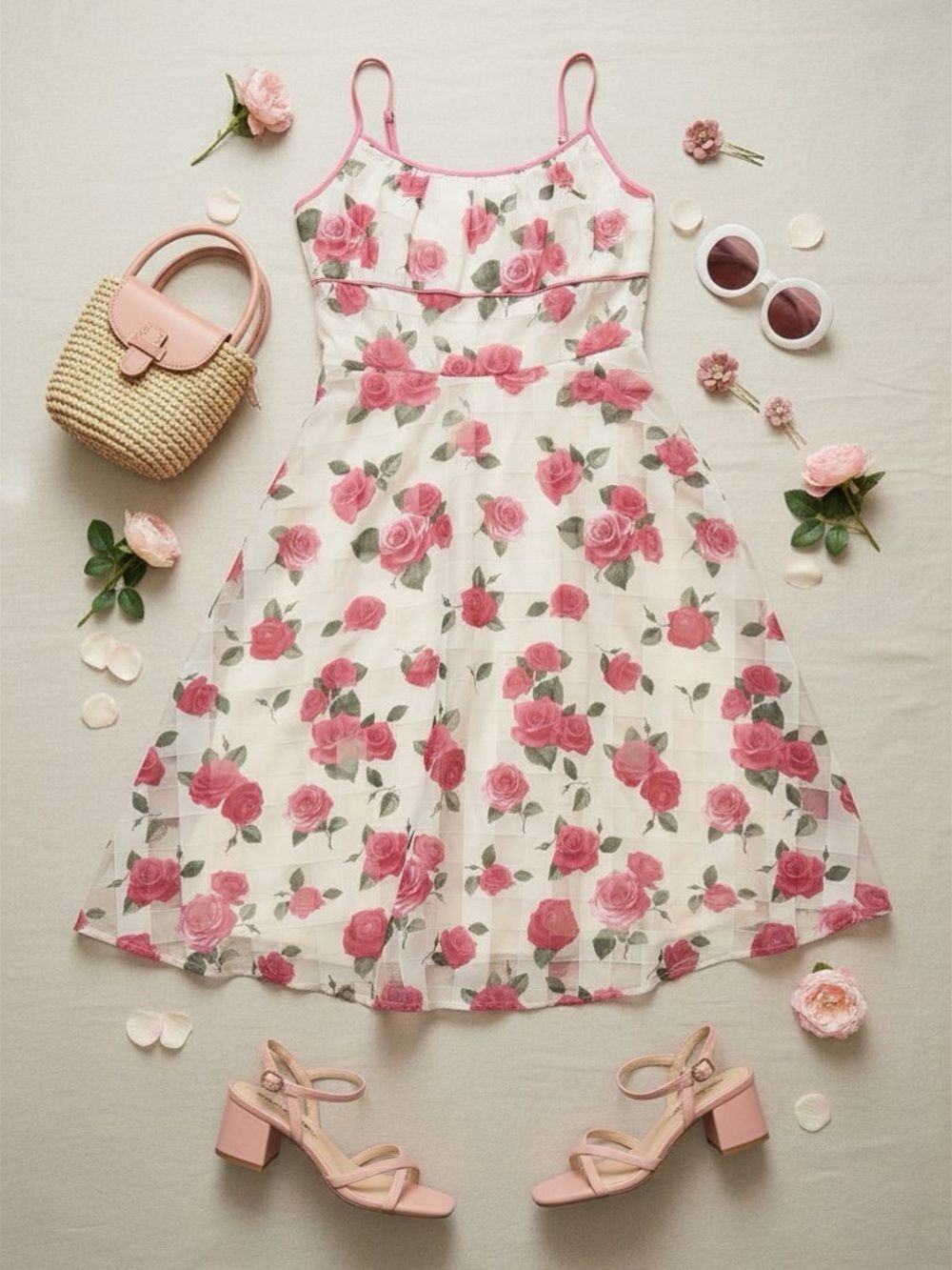 Voodoo Vixen Vintage-Inspired Pink Rose Print Dress